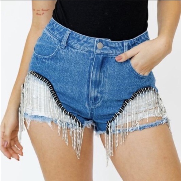 Rhinestone denim shorts - Picture 3 of 3